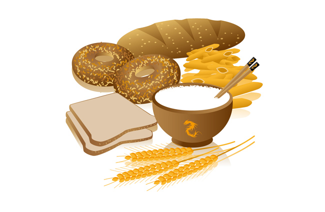 五谷杂粮面包与米饭海报背景设计素材
