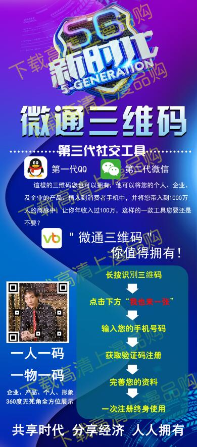 微通三维码注册流程图海报设计模板下载