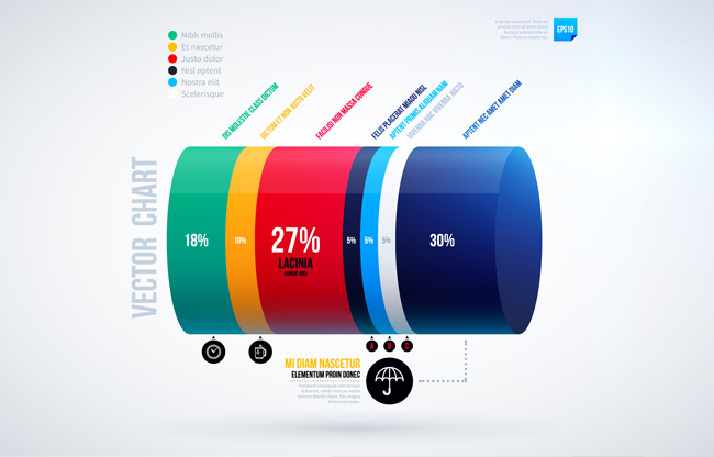彩色立体柱形信息图表图片矢量图