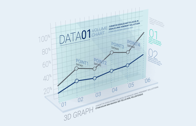 蓝色数据图表设计图片矢量图