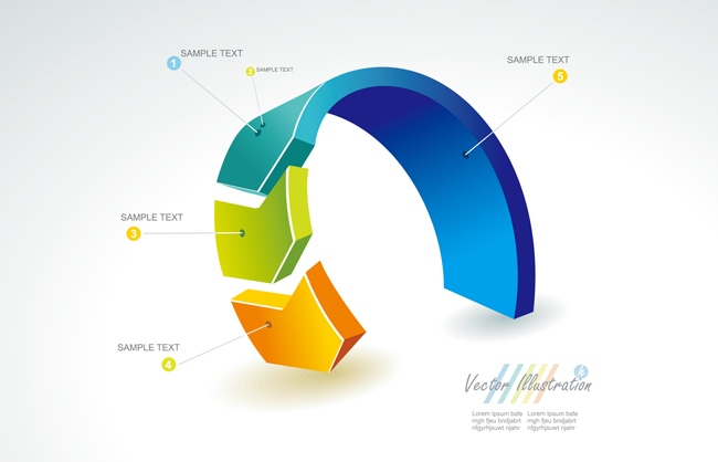 立体拱形箭头信息图表图片矢量图