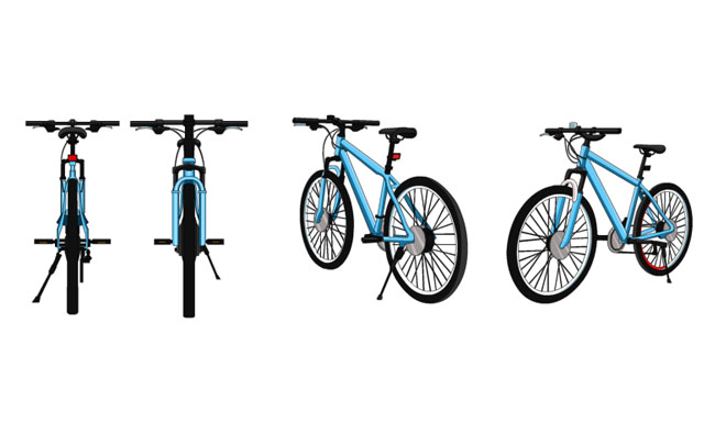 二维动画自行车道具多视图造型设计