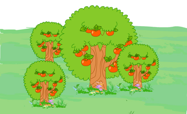 红色果树元素场景设计