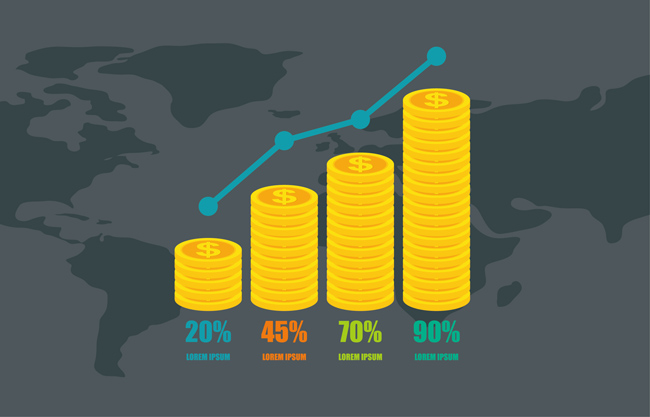 上升金币信息图表图片矢量图