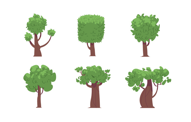 创意各种形态树木矢量素材
