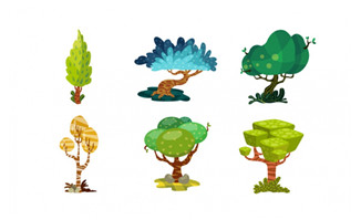 创意卡通抽象树木插画素