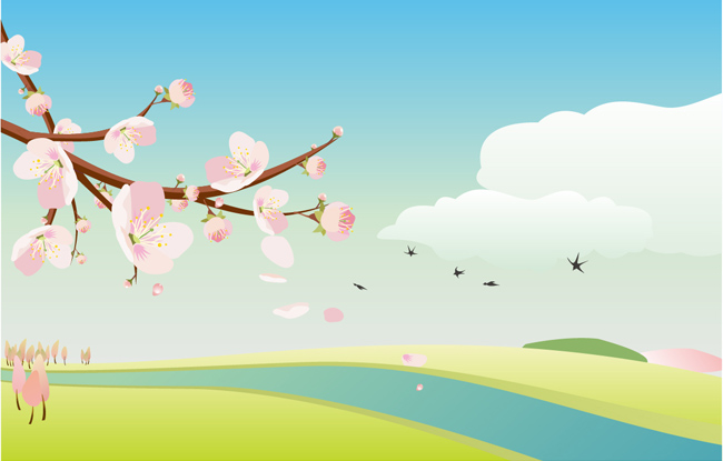 大自然桃花矢量插图