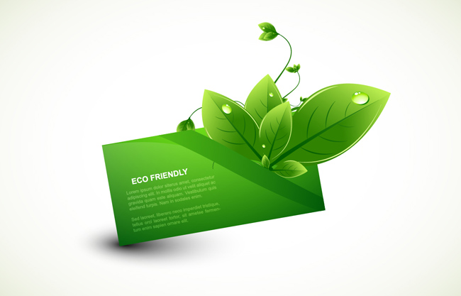 绿色环保信封绿叶矢量元素素材设计