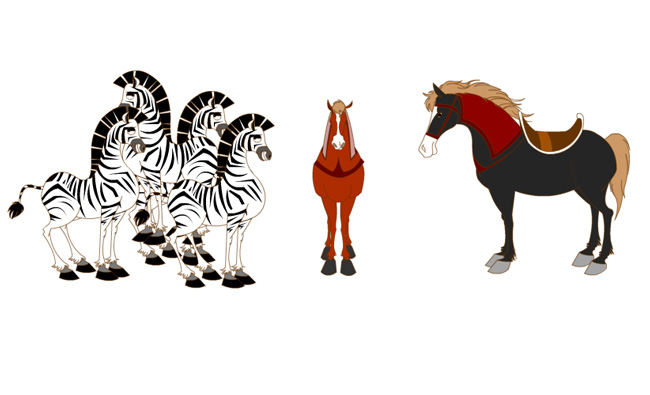 斑马各种马的站姿造型设计素材
