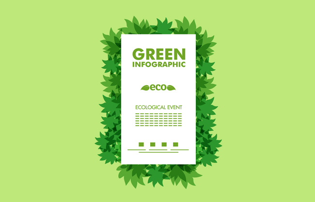 清新矢量绿色叶子海报元素素材下载