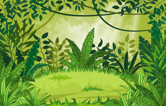 卡通写实绿色森林插画AI素材