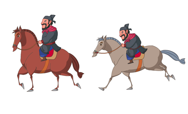骑马的武将走路和奔跑的动作设计动画效果