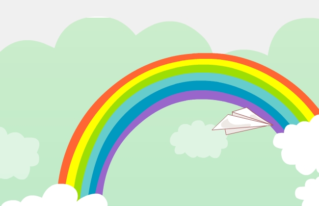 彩虹旁的纸飞机flash动画短片背景设计素材