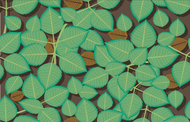 卡通地面绿叶覆盖元素素材设计