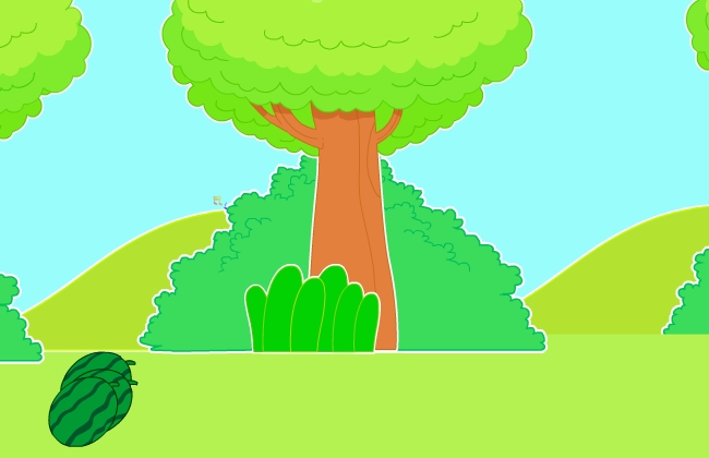 树木旁的西瓜flash二维动画素材