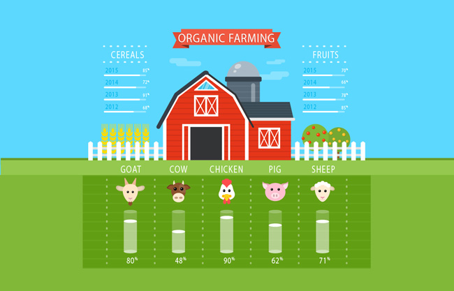 农场家禽动物数量统计图表素材