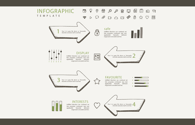 手绘箭头主题互联网小图标图表信息设计