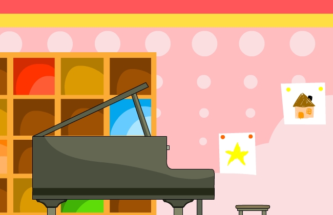 摆放着的钢琴侧面动画场景设计flash动画素材