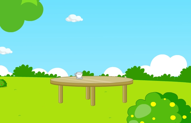 大树下桌子摆放的茶杯动画场景设计素材