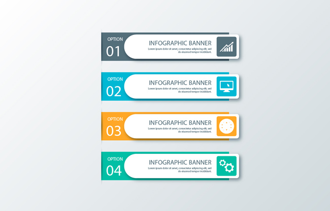 数字标签横幅信息图表扁平化设计素材
