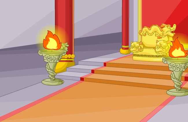 宫殿柱子旁跳动的火苗flash卡通场景