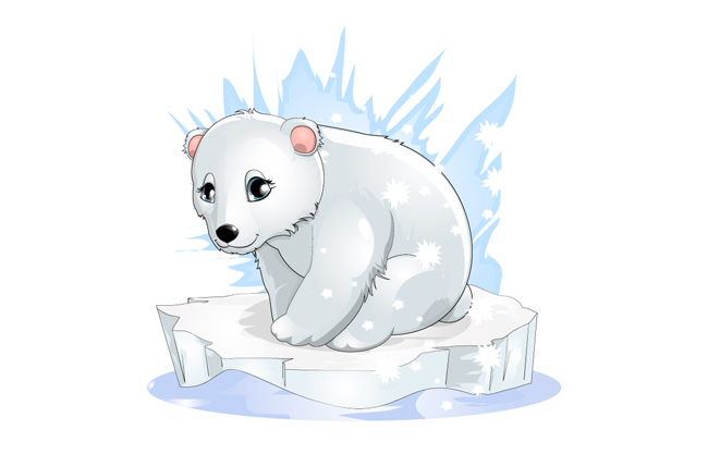 北极熊卡通动物矢量素材设计