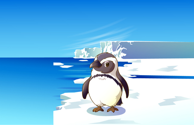 冰山上的企鹅动物素材设计