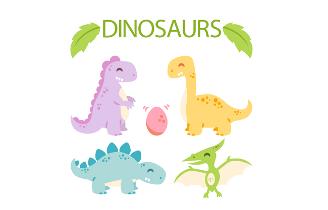 扁平化卡通恐龙形象设计素材