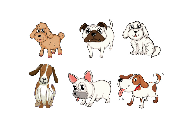 创意插画手绘小狗元素卡通狗