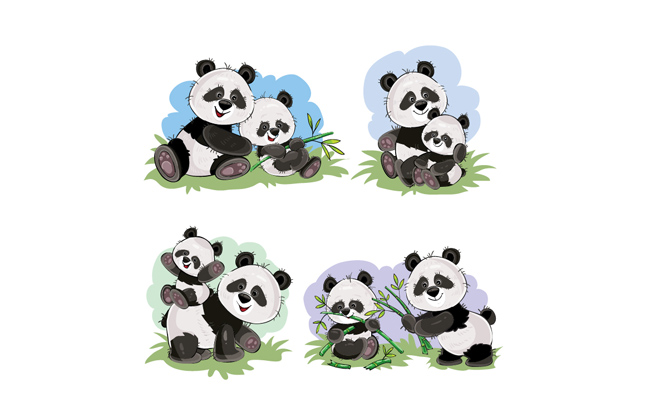 大熊猫卡通动物设计AI插画