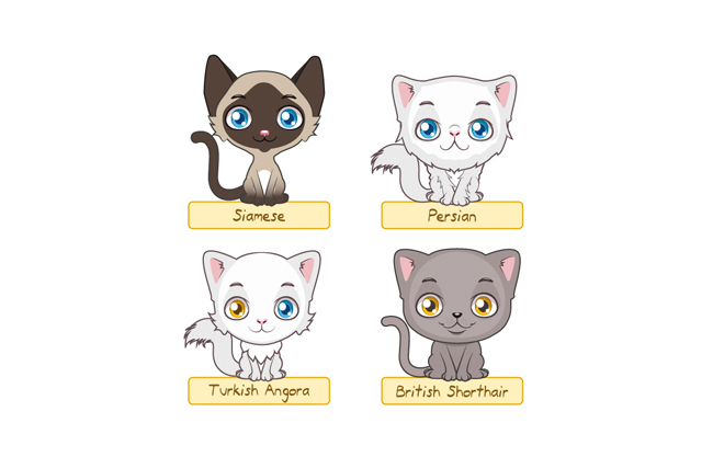 动物插画可爱猫咪矢量设计素材