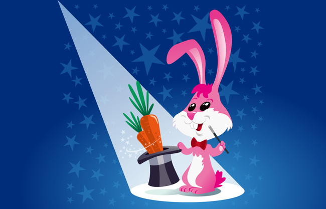 漂亮粉色变魔术兔子形象设计素材