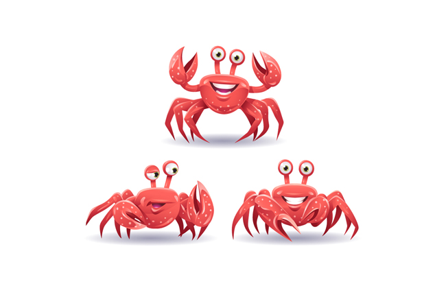 活泼的小螃蟹动物素材设计