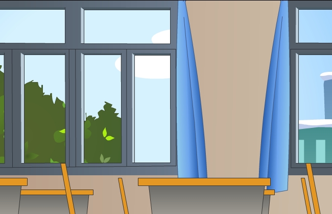 学校室内窗户元素场景素材下载