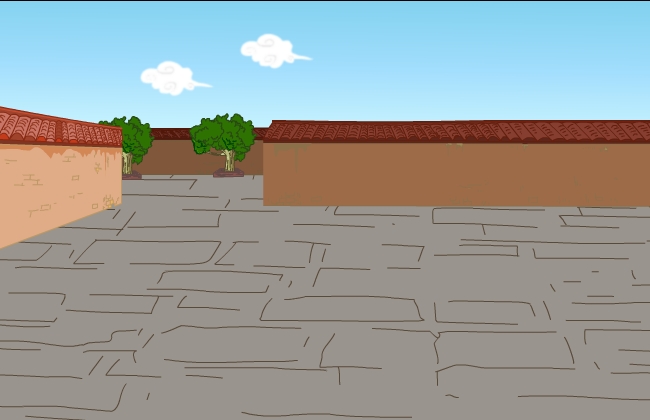 古代巷子围墙元素动画场景素材