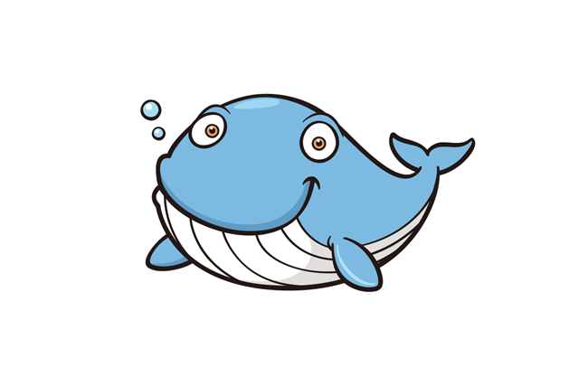 简笔画鲸鱼卡通动物素材设计