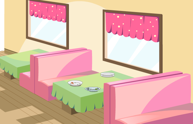粉色调的餐厅flash卡通场景设计下载