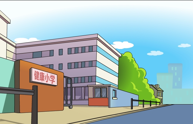 学校校门侧面场景素材设计