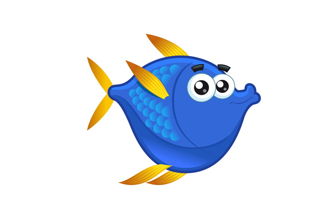 卡通彩色海底生物鱼形象设计素材