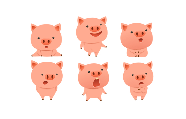 小猪动作表情形象设计合集素材下载