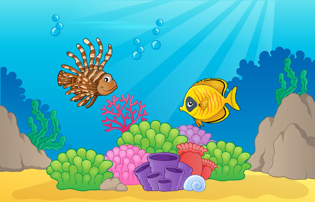 彩色海底世界海洋生物元素背景素材下载