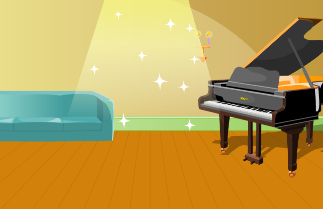 室内沙发和钢琴场景素材设计下载