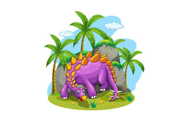 紫色创意恐龙形象设计素材下载