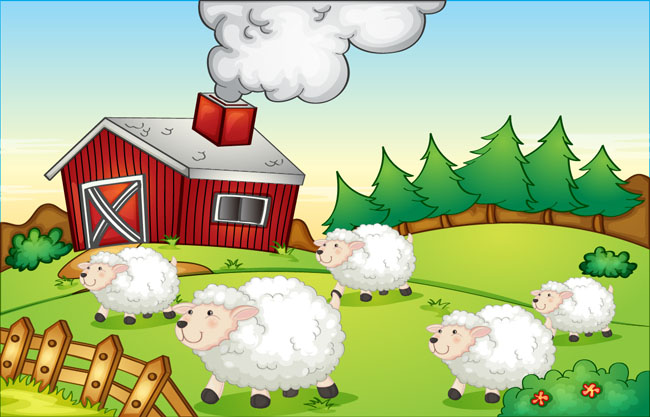 农场卡通绵羊形象设计矢量素材