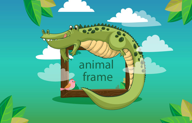 扁平化鳄鱼卡通形象设计素材