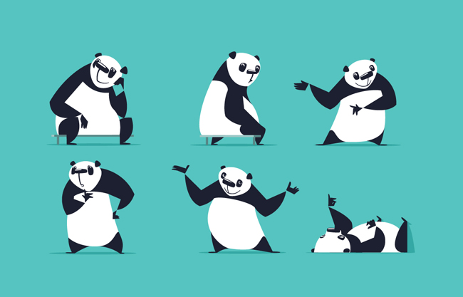可爱矢量大熊猫跳舞素材下载