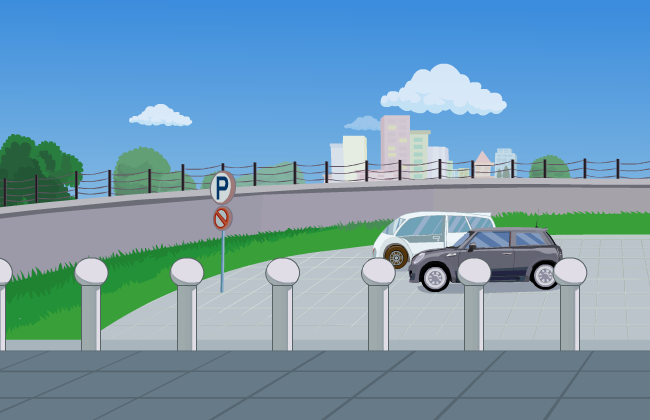 城市建筑停车场和车子flash动画背景