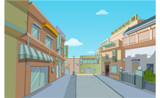 城市街道商铺和场景动画