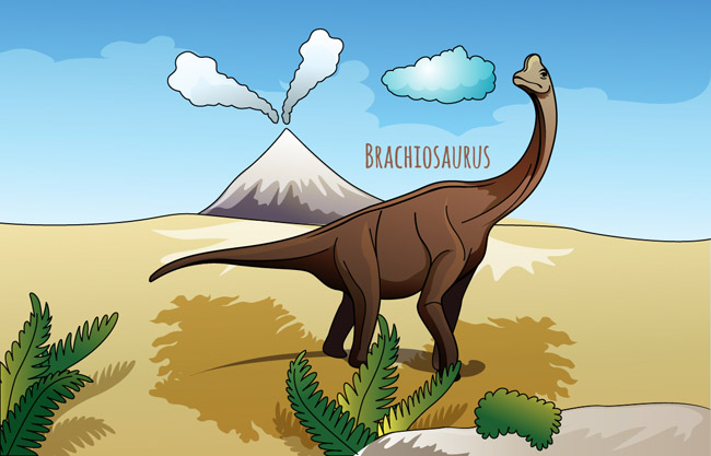 沙漠火山恐龙设计插画素材