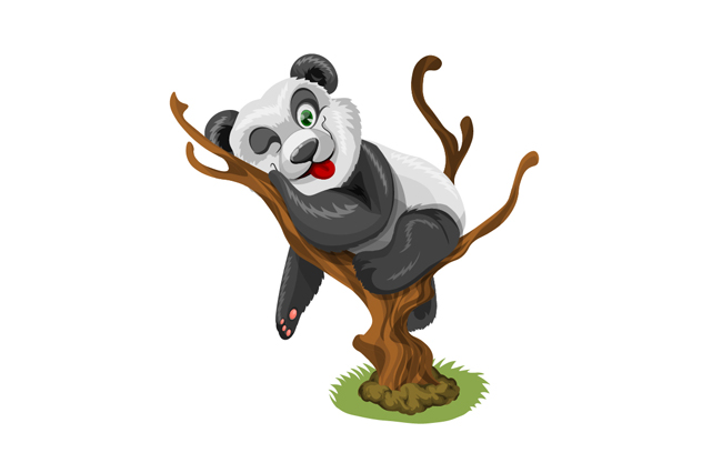 趴在树上睡觉的大熊猫动物素材设计